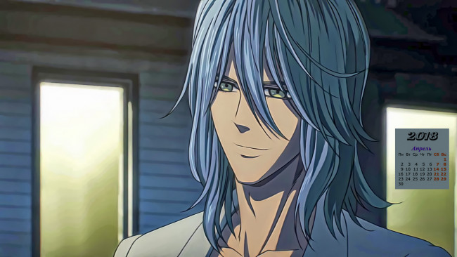 Обои картинки фото календари, аниме, 2018, взгляд, мужчина, лицо