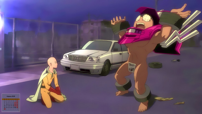 Обои картинки фото календари, аниме, существо, машина, супермен, 2018