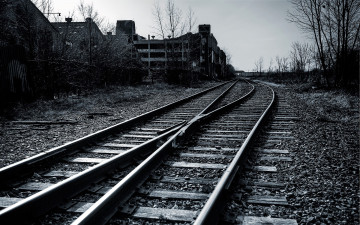 Картинка разное транспортные+средства+и+магистрали рельсы шпалы железная дорога развалины