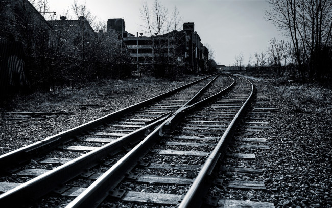 Обои картинки фото разное, транспортные средства и магистрали, рельсы, шпалы, железная, дорога, развалины