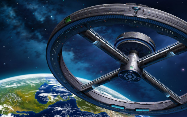 Обои картинки фото фэнтези, космические корабли,  звездолеты,  станции, космос, планета, станция