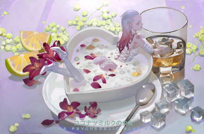 Обои картинки фото аниме, unknown,  другое , девушка, еда, дух