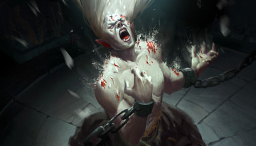 Картинка фэнтези вампиры мужчина фон свет цепи крик