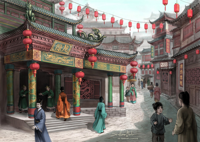 Обои картинки фото рисованное, кино,  мультфильмы, люди, улица, город, здания, дети