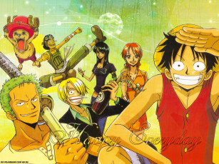 Картинка happy everyday аниме one piece nami monkey d luffy nico robin sanji roronoa zoro chopper usopp