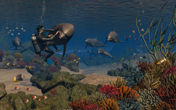 Картинка 3д графика sea undersea море