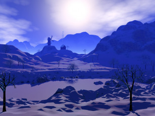 Картинка 3д графика nature landscape природа горы снег