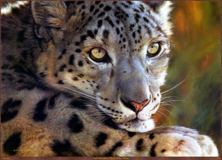 обоя carl, brenders, west, of, the, moon, рисованные, снежный, барс, ирбис, арт