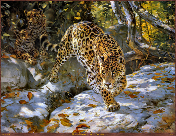 Обои картинки фото donald, grant, let, us, survive, рисованные, арт, осень, ягуар