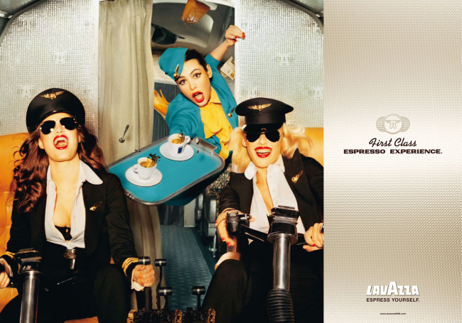 Обои картинки фото бренды, lavazza, кофе, девушка