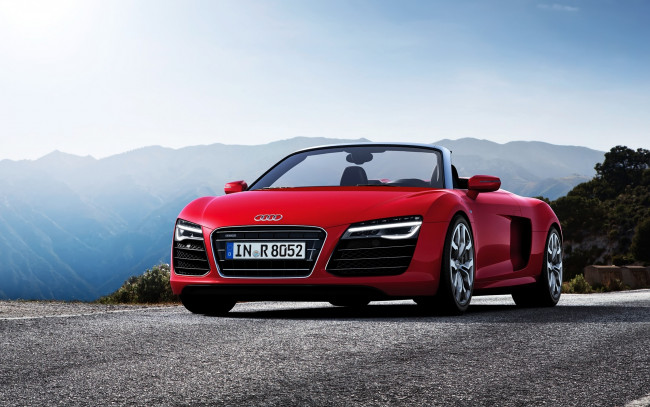 Обои картинки фото audi, r8, автомобили, дорога, равнина, солнце