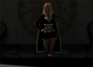 Картинка 3д+графика fantasy+ фантазия взгляд девушка супермен плащ