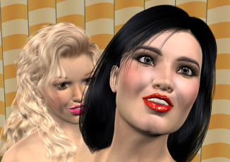 обоя 3д графика, portraits , портрет, улыбка, взгляд, девушки