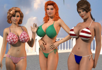 Картинка 3д+графика people+ люди купальники взгляд девушка