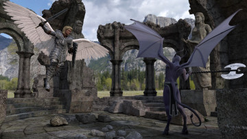 Картинка 3д+графика angel+ ангел сражение руины демон