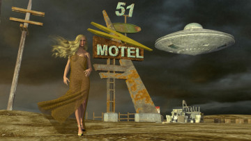 Картинка 3д+графика fantasy+ фантазия нло девушка