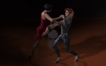 Картинка 3д+графика fantasy+ фантазия девушки драка