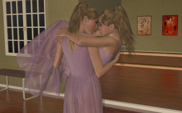 Картинка 3д+графика people+ люди балерины девушки зал