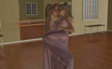 Картинка 3д+графика people+ люди балерины девушки зал