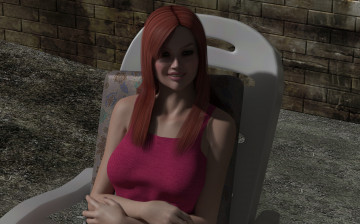 Картинка 3д+графика people+ люди улыбка рыжая взгляд девушка