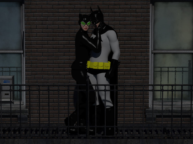 Обои картинки фото 3д графика, fantasy , фантазия, ночь, парень, супермены, взгляд, девушка