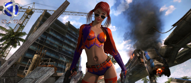 Обои картинки фото 3д графика, fantasy , фантазия, руины, оружие, девушка