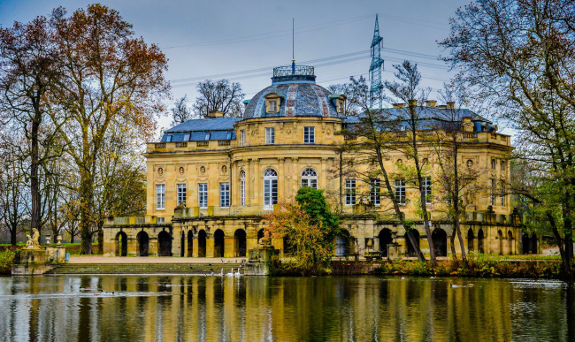Обои картинки фото города, - дворцы,  замки,  крепости, дворец, пруд, парк