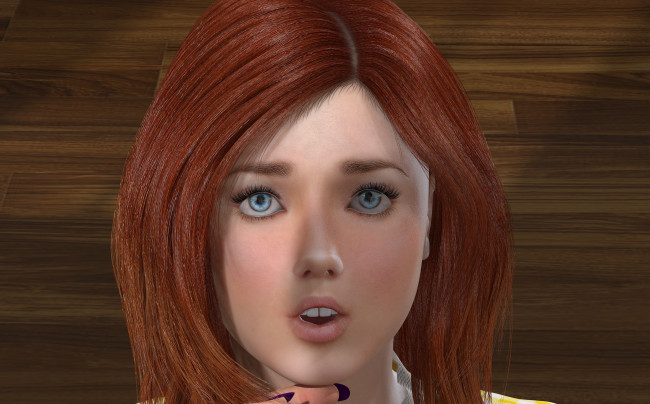 Обои картинки фото 3д графика, portraits , портрет, рыжая, взгляд, губы, глаза, лицо