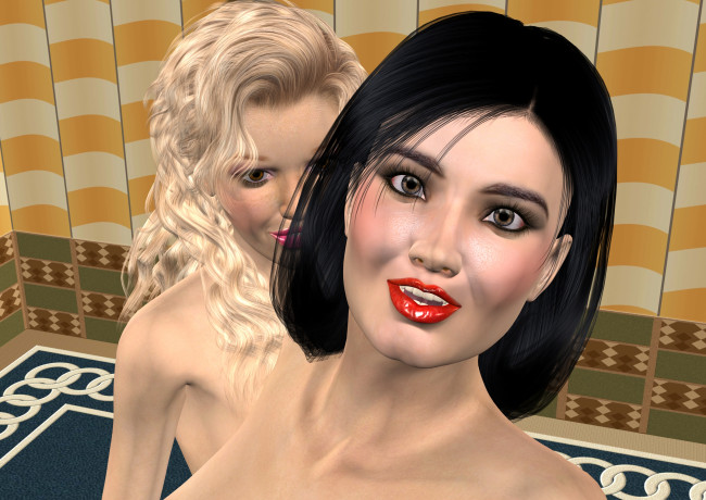 Обои картинки фото 3д графика, portraits , портрет, улыбка, взгляд, девушки