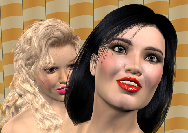 Обои картинки фото 3д графика, portraits , портрет, улыбка, взгляд, девушки