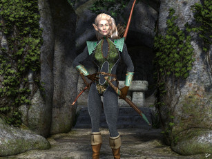 Картинка 3д+графика эльфы+ elves эльфийка взгляд фон оружие