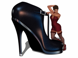 Картинка 3д+графика люди+ people фон взгляд туфель улыбка девушка