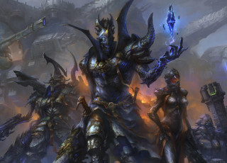 Картинка фэнтези демоны арт войны броня оружие кристалл