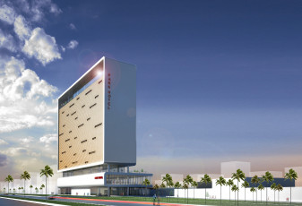 Картинка 3д+графика архитектура+ architecture пальмы дорога дом облака небо