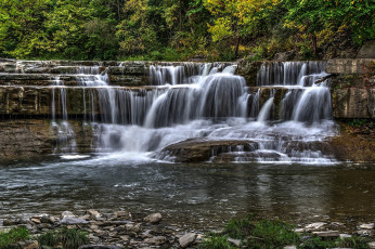 Картинка природа водопады лес река водопад