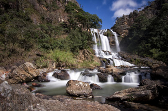 Картинка природа водопады лес река водопад