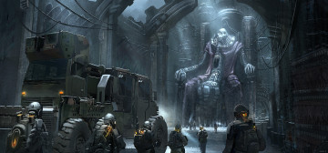 Картинка фэнтези роботы +киборги +механизмы арт солдаты существо провода машина