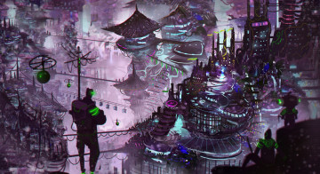 Картинка разное арты art свет город ночь фантастика