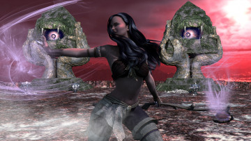 Картинка 3д+графика фантазия+ fantasy девушка взгляд фон оружие магия