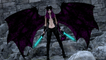 Картинка 3д+графика существа+ creatures кастаника крылья демон оружие