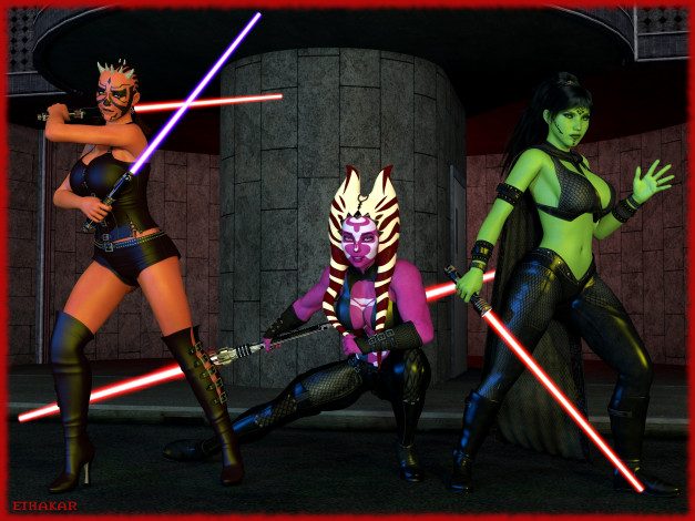 Обои картинки фото 3д графика, существа , creatures, халки, взгляд, фон, оружие