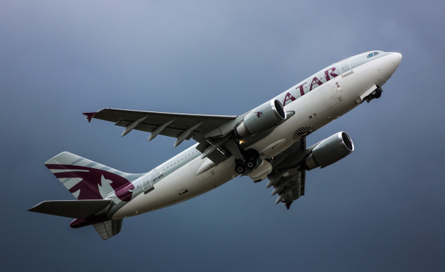 Обои картинки фото airbus a310, авиация, пассажирские самолёты, небо, полет, авиалайнер