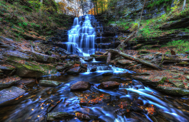 Обои картинки фото природа, водопады, водопад, река, лес