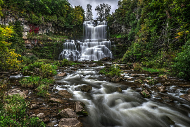 Обои картинки фото природа, водопады, водопад, река, лес