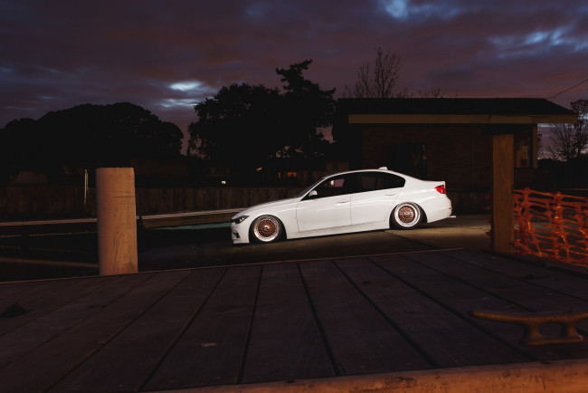 Обои картинки фото bmw, автомобили, белая, stance, 3-series