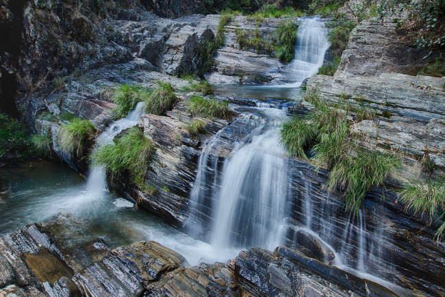 Обои картинки фото природа, водопады, лес, река, водопад