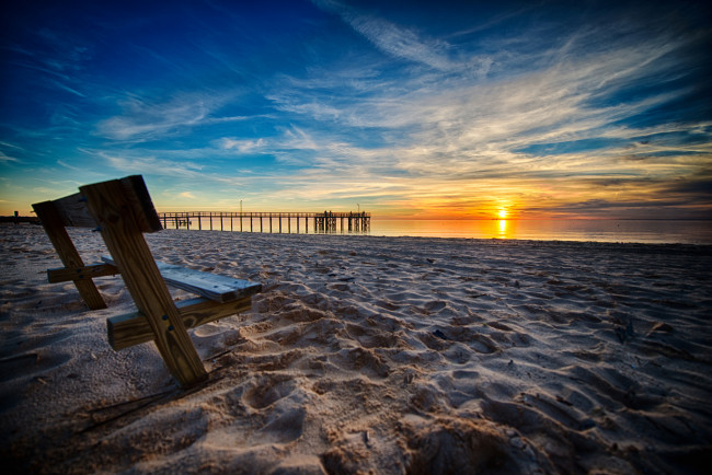 Обои картинки фото природа, восходы, закаты, океан, пляж, горизонт, светило