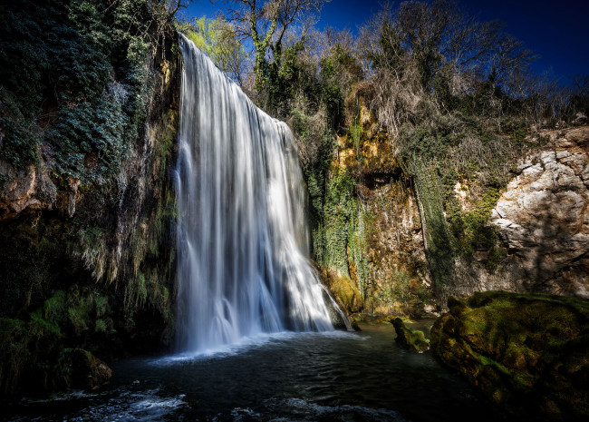 Обои картинки фото природа, водопады, лес, река, водопад