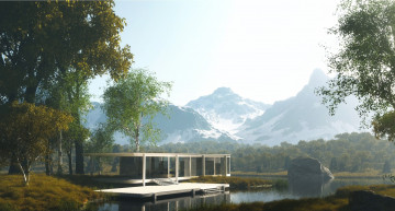 Картинка 3д+графика природа+ nature река горы