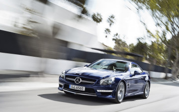 Картинка автомобили mercedes-benz мерседес cl65 amg синий скорость дорога